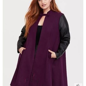 DISNEY FROZEN 2 ANNA EMBROIDERED PURPLE WOOLEN COAT